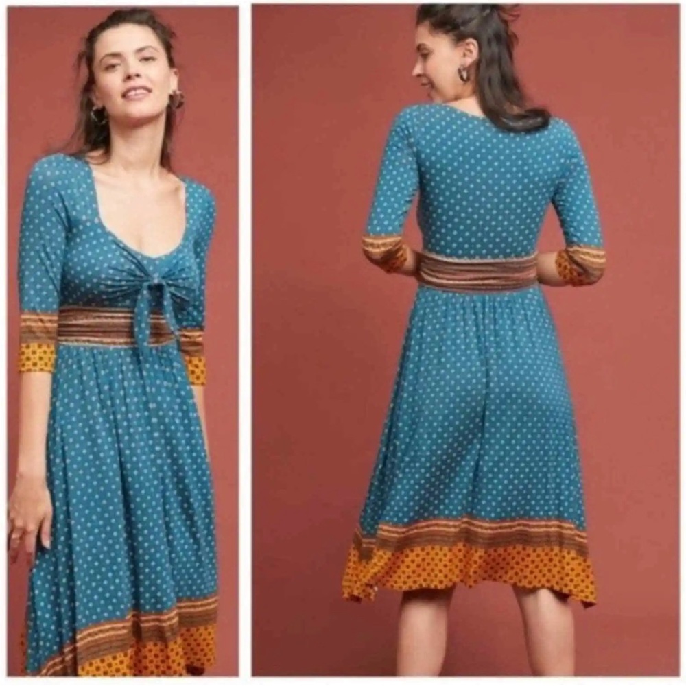 Maeve Blue Tie Front Fit-and-Flare Sundress